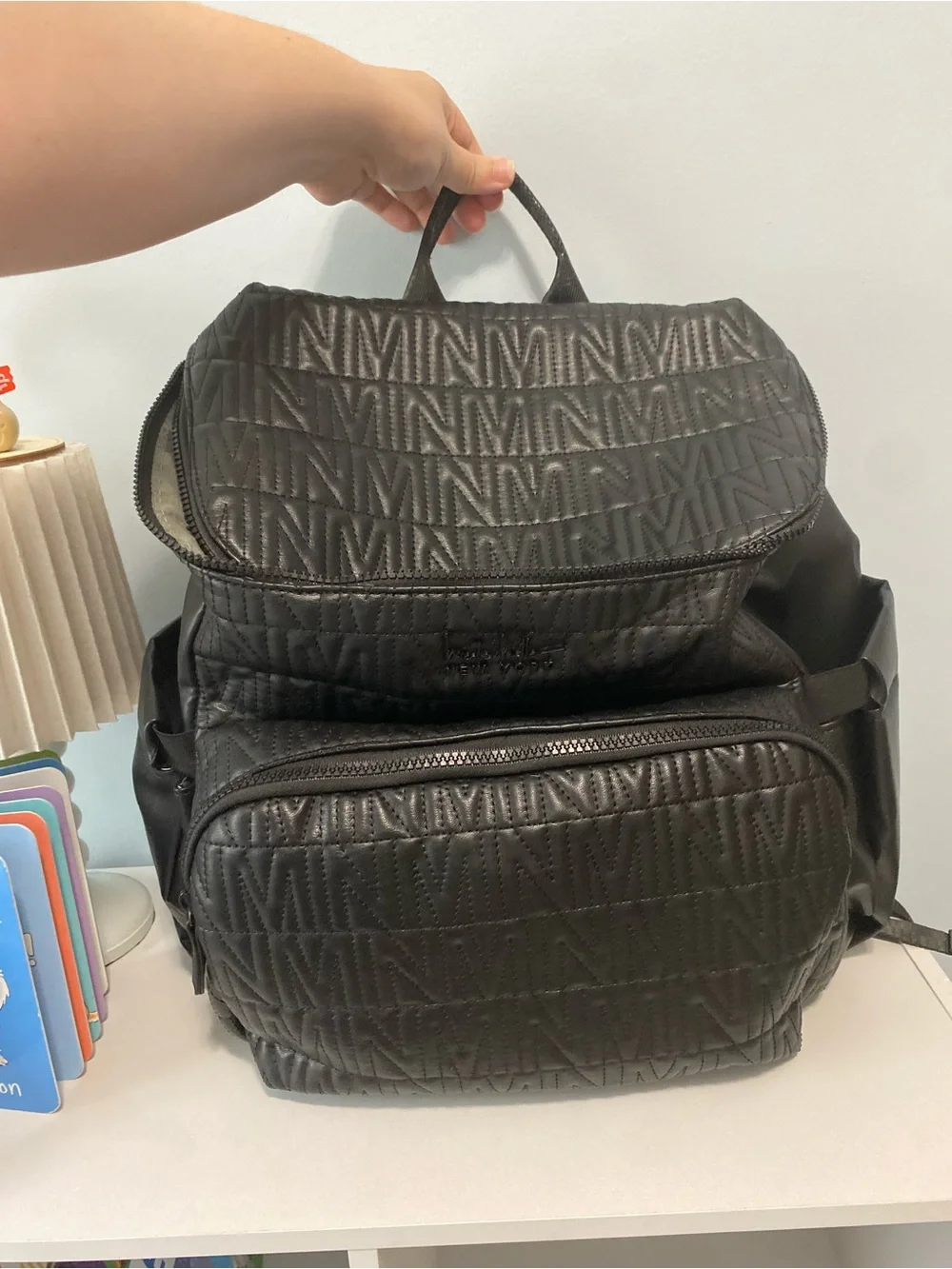 Nicole Miller Black Quilted Baby Backpack Diaper Bag NWOT